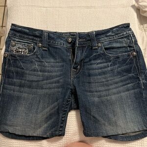 Miss Me Blue Jean Shorts Vintage Distressed Style